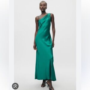 ZARA SATIN EFFECT MIDI DRESS